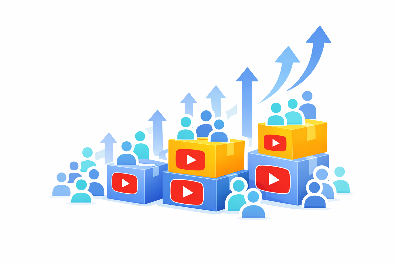 YouTube Abonnenten Pakete und Preise für Kanalwachstum Illustration verschiedener YouTube Abonnenten Pakete und Preisoptionen für Kanalwachstum