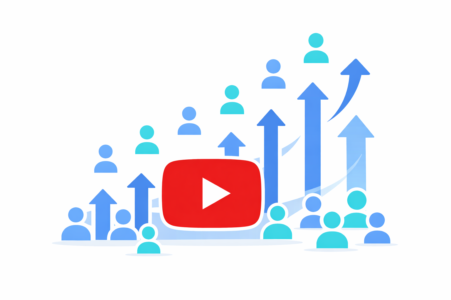 Illustration eines wachsenden YouTube Kanals mit steigenden Abonnentenzahlen