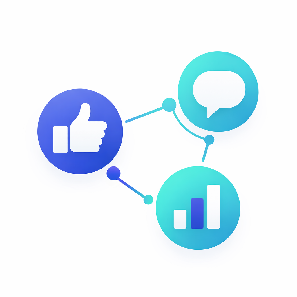Facebook Engagement Signale im Zusammenspiel Verschiedene Facebook Interaktionen wie Likes Kommentare und Reichweite als Wachstumssignale