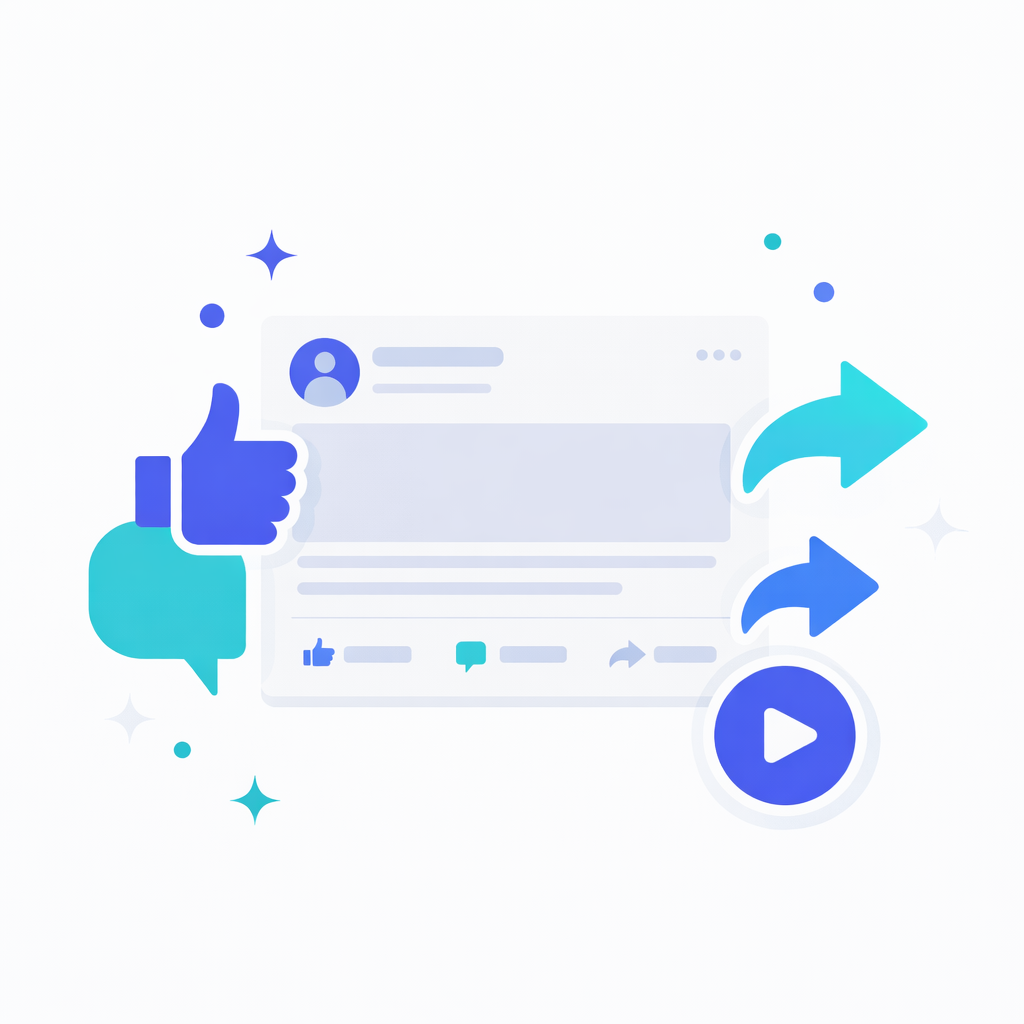 Zusammenspiel von Facebook Likes Kommentaren Shares und Views Mehrere Facebook Engagement Signale wie Likes Kommentare Shares und Views unter einem Beitrag