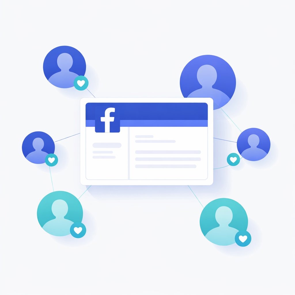 Bedeutung von Facebook Fanpage Likes für Sichtbarkeit und Wahrnehmung Abstrahierte Facebook Seite mit steigenden Likes als Signal für Sichtbarkeit und öffentliche Wahrnehmung