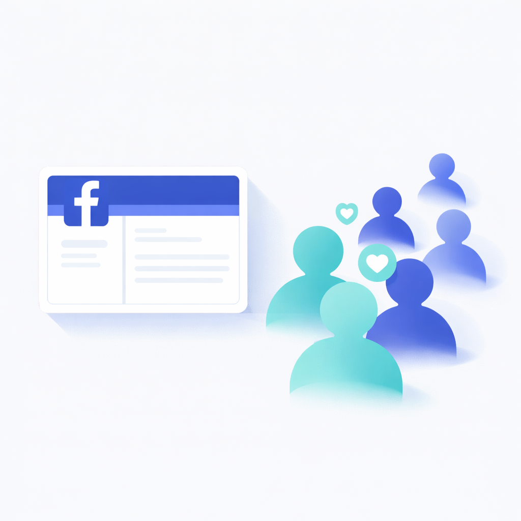 Facebook Fanpage als Signal für Vertrauen und soziale Bestätigung Abstrahierte Facebook Seite mit wachsender Nutzerresonanz als Zeichen für Vertrauen und soziale Bestätigung