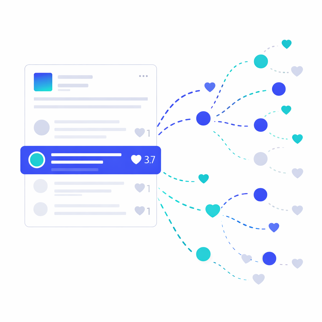 Sichtbarkeit von Instagram Inhalten durch Interaktionen Instagram Beitrag mit Kommentaren und Likes zur Darstellung von Sichtbarkeit und Reichweite