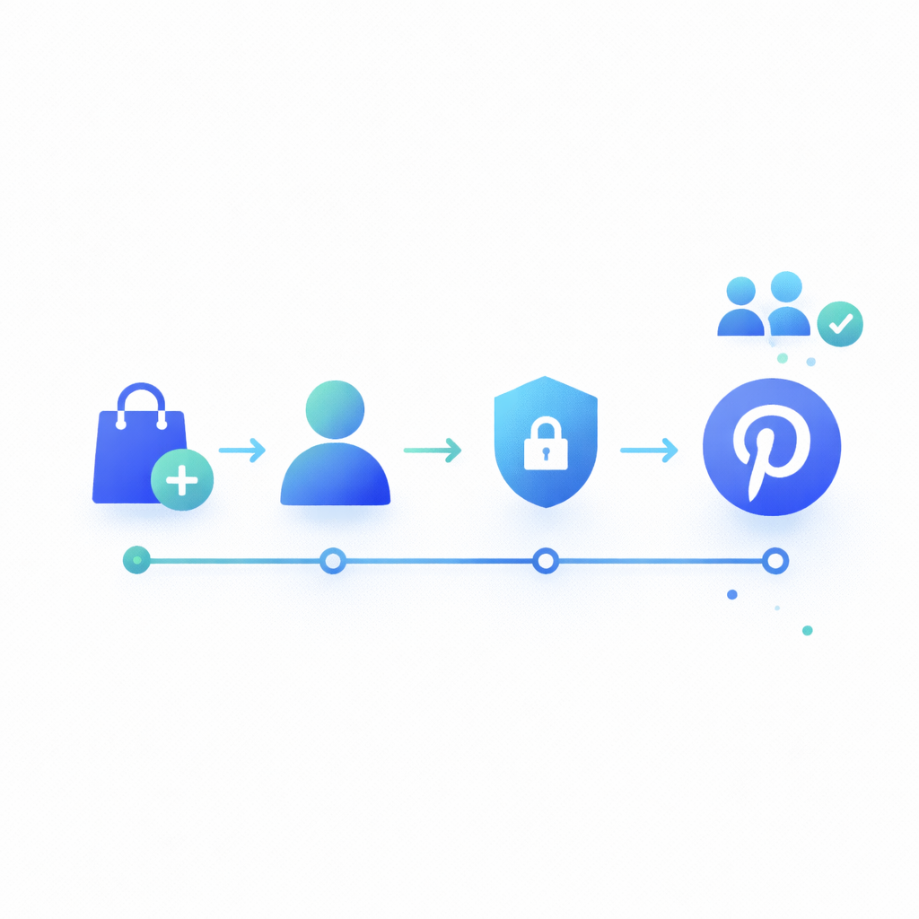 Transparenter Ablauf für Pinterest Follower Service Darstellung eines transparenten Ablaufs zur Unterstützung eines Pinterest Profils mit Followern