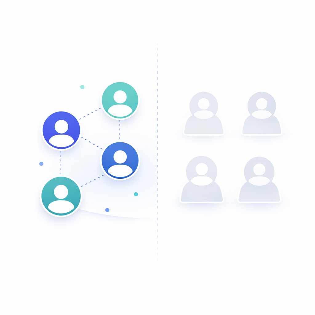 Unterschied zwischen aktiven und inaktiven Followern auf X Abstrakte Darstellung von aktiven und inaktiven Social Media Profilen zur Visualisierung von Unterschieden in Aktivität und Interaktion