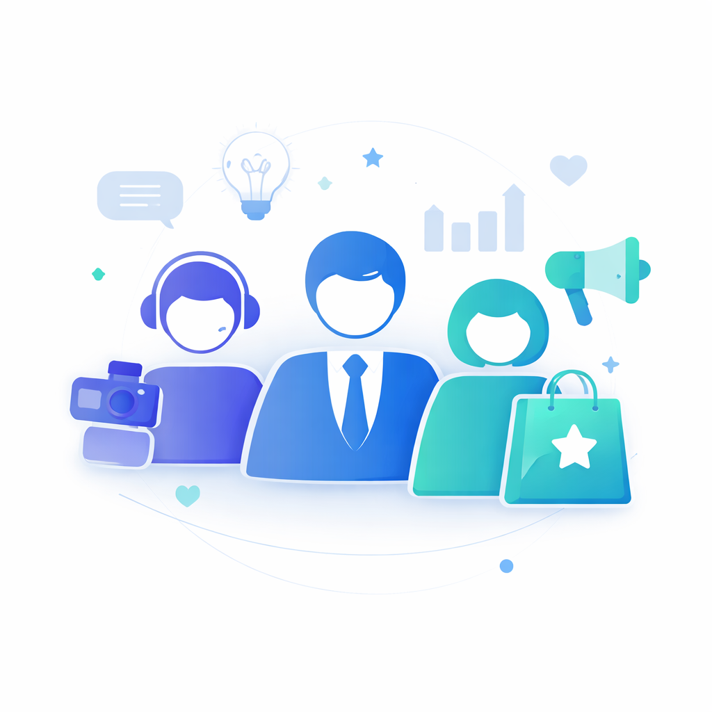 Unterschiedliche Zielgruppen auf X wie Creator Unternehmen und Marken Abstrakte Darstellung verschiedener Nutzergruppen auf X darunter Creator Marken und Unternehmen