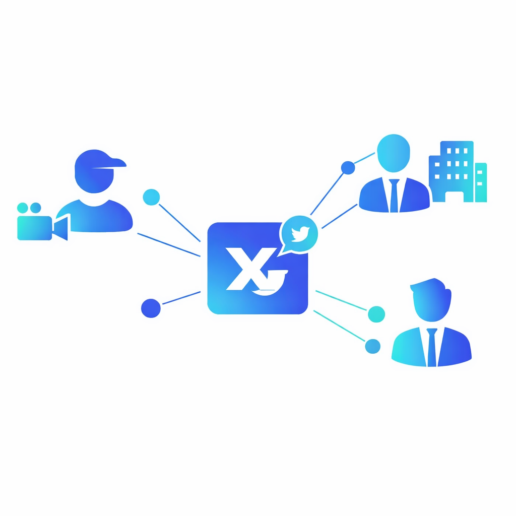 Zielgruppen für X Retweets und Content-Verbreitung Illustration verschiedener Nutzergruppen wie Creator Unternehmen und Marken die Retweets zur Verbreitung von Inhalten auf X nutzen