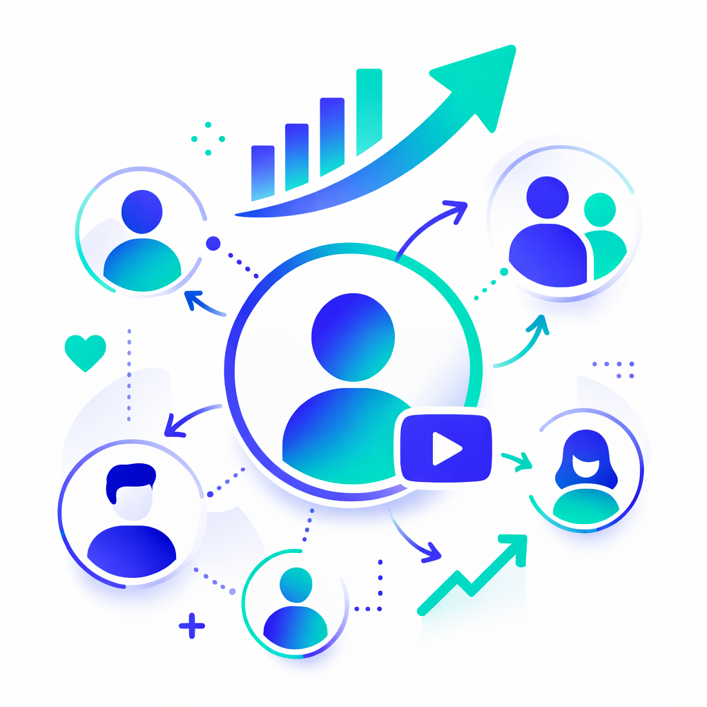 Wachsende Zielgruppe und Reichweite auf YouTube Illustration von wachsender Zielgruppe und steigender Reichweite auf YouTube