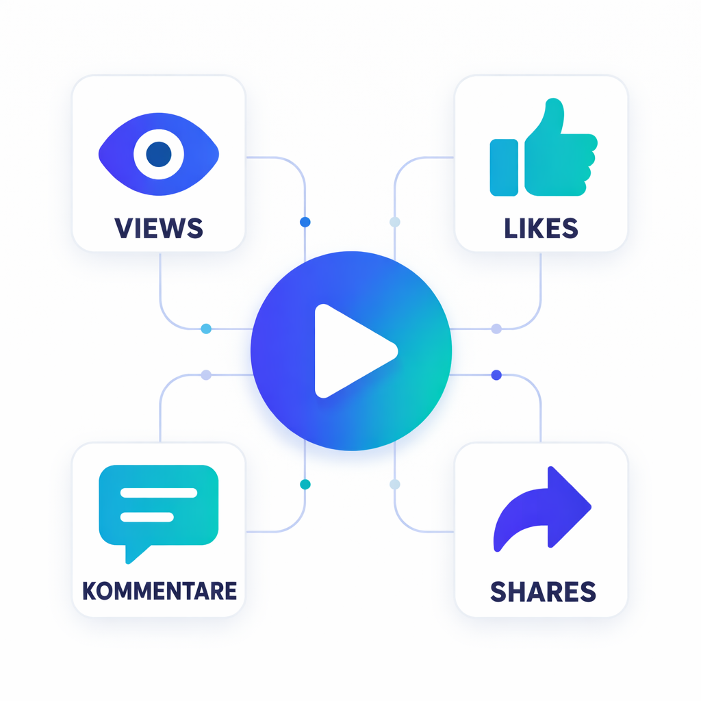 Engagement Signale bei Videos wie Views Likes und Kommentare Illustration von Engagement Signalen für Videos wie Likes Kommentare und Views