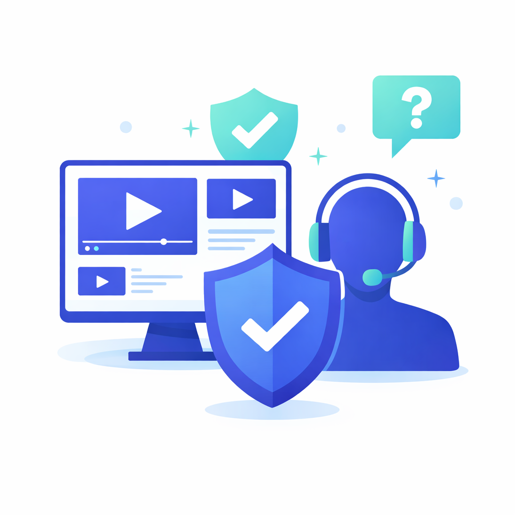 Illustration einer sicheren Social Media Service Plattform mit Support und Zuverlässigkeit