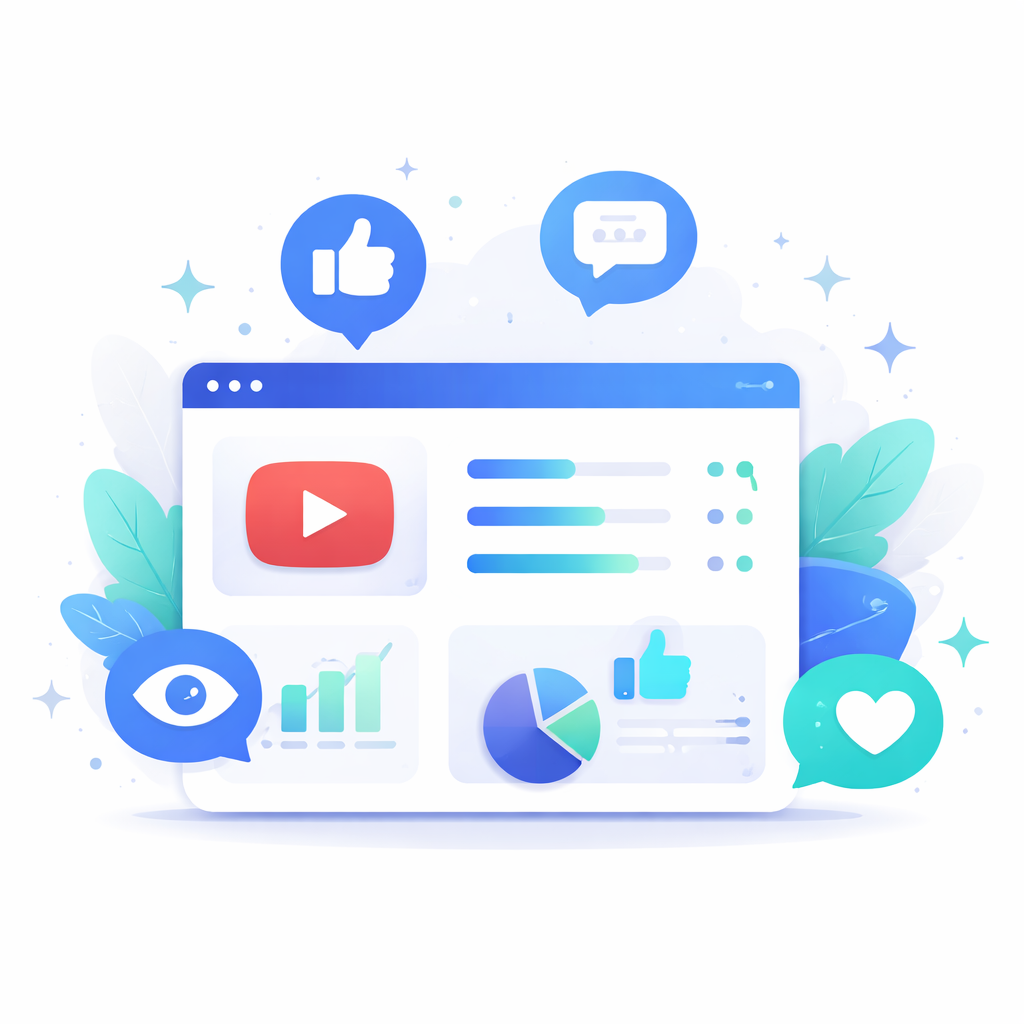 Illustration eines Social Media Services für YouTube Interaktionen