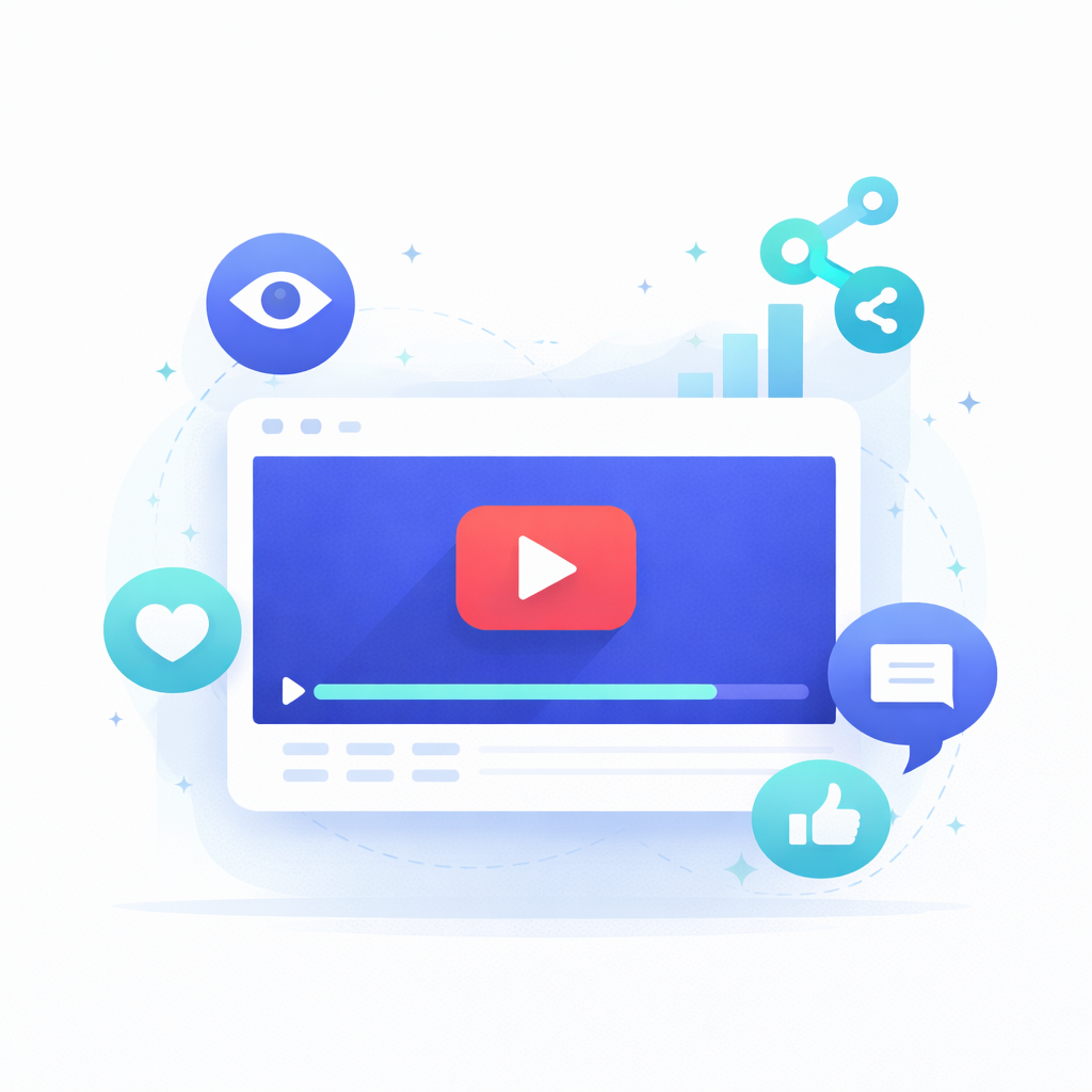 YouTube Engagement Signale Grafik mit Engagement Signalen eines YouTube Videos wie Likes, Kommentare und Views