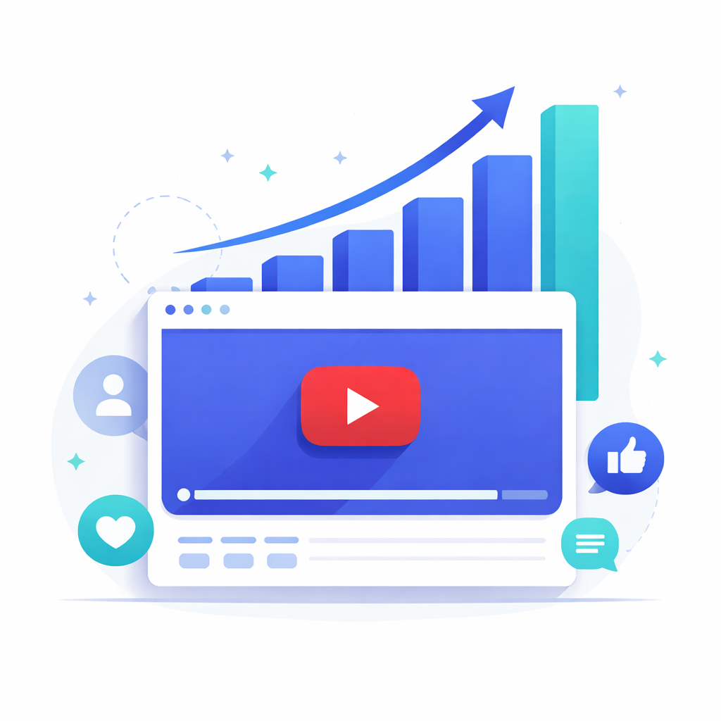 YouTube Video mit hoher Wiedergabezeit Illustration eines YouTube Videos mit hoher Wiedergabezeit und steigenden Videoaufrufen