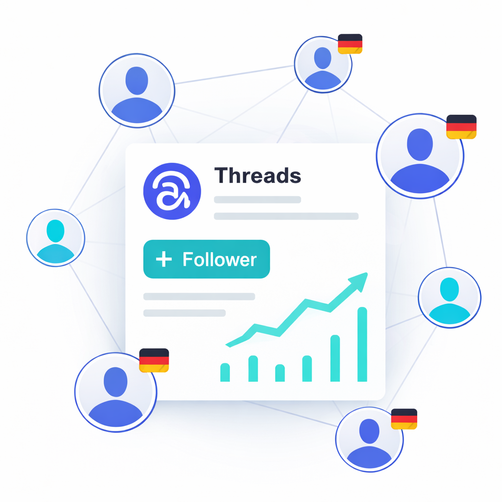 Deutsche Threads Follower und lokale Zielgruppe Illustration eines Threads Profils mit Fokus auf deutschsprachige Zielgruppe und lokale Relevanz