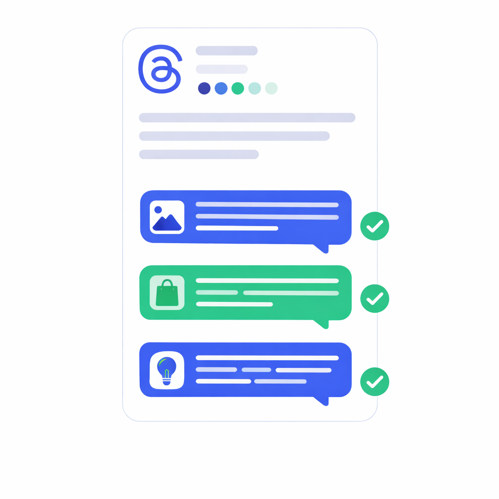 Qualität und thematische Passung von Threads Kommentaren Illustration zur thematischen Passung und Qualität von Kommentaren auf Threads