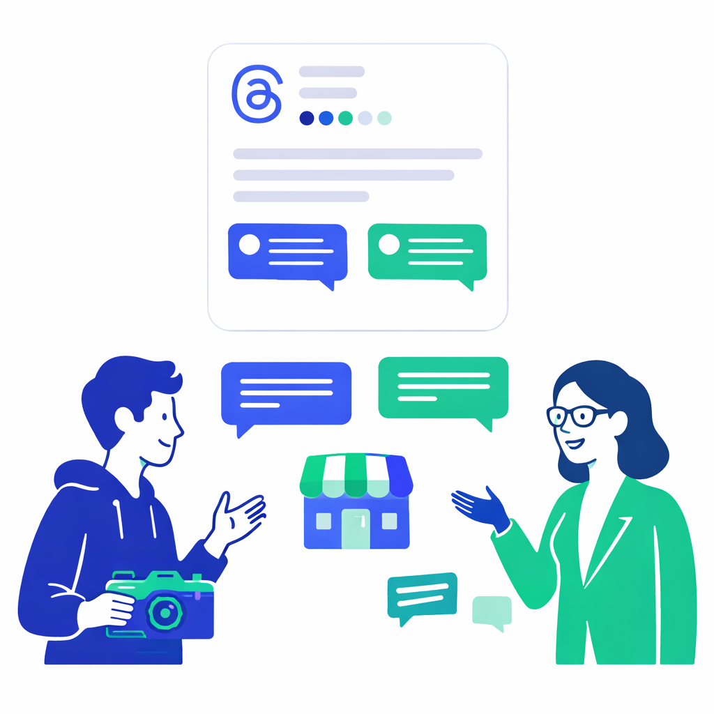 Verschiedene Nutzungsszenarien für Threads Kommentare Illustration verschiedener Einsatzmöglichkeiten von Kommentaren auf Threads für unterschiedliche Zielgruppen