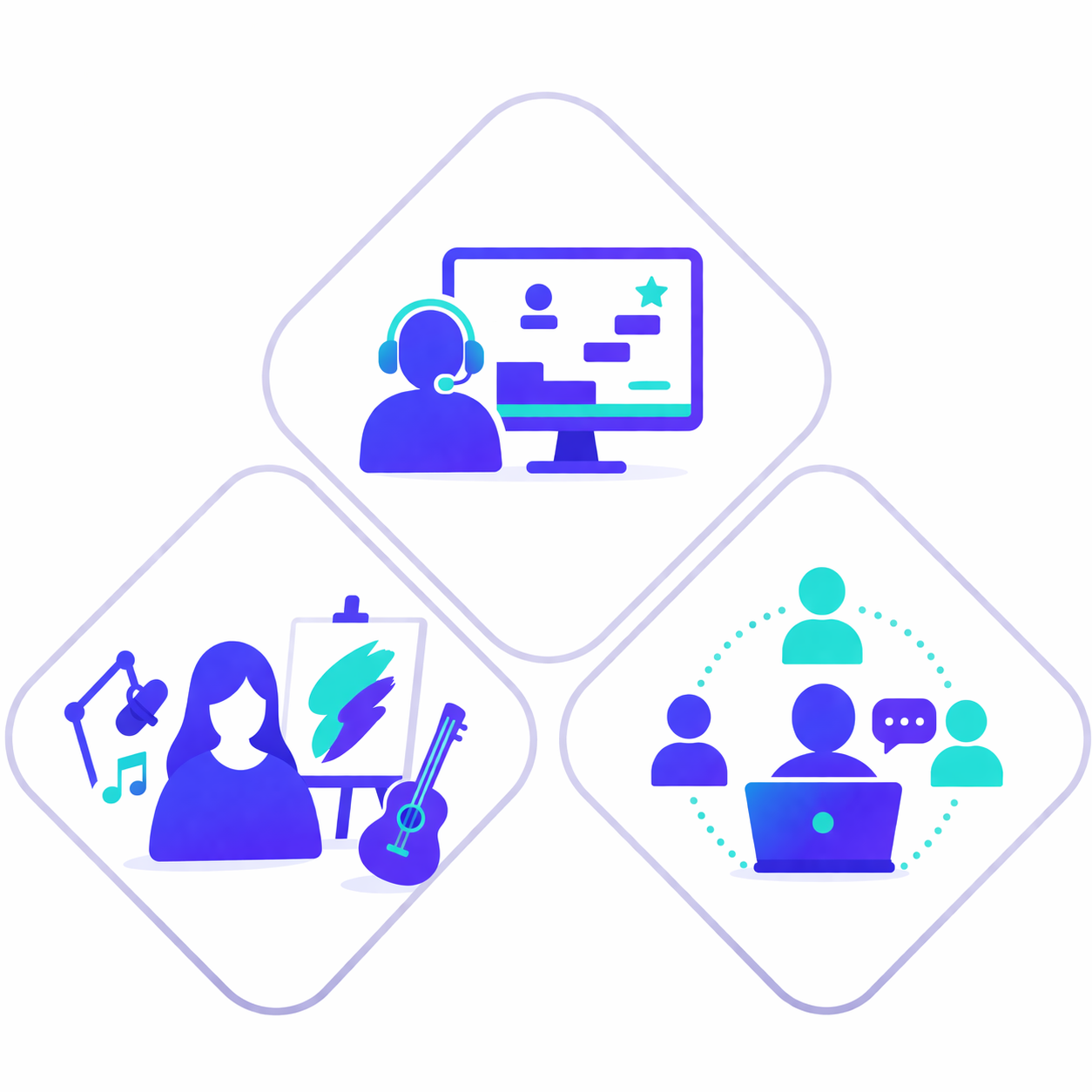 Twitch Kanalziele und Community Aufbau Illustration verschiedener Twitch Kanalziele mit Fokus auf Community Aufbau und Reichweitenentwicklung